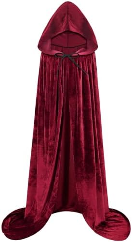 Sarfel Hooded Cloak Velvet Cape with Hood Halloween Capes Women Witch Costume Vampire Cloak Wizard Robe Men Cosplay Costume