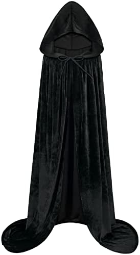 Sarfel Hooded Cloak Velvet Cape with Hood Halloween Capes Women Witch Costume Vampire Cloak Wizard Robe Men Cosplay Costume