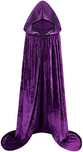 Sarfel Hooded Cloak Velvet Cape with Hood Halloween Capes Women Witch Costume Vampire Cloak Wizard Robe Men Cosplay Costume
