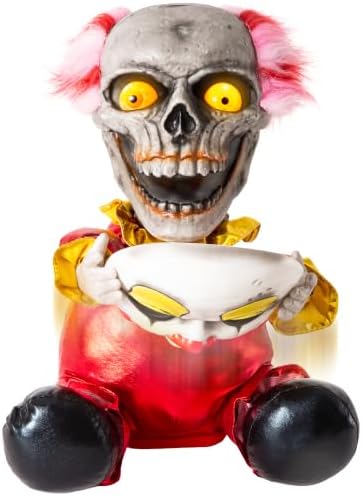 Halloween Animatronic 6ft Killer Clown Decorations, 72inch Animated Clown with Motion Activation, Creepy Sound, Scary Move, Light Up Eyes, Haunted House Spooky Horror Prop for Indoor, Outdoor, Yard