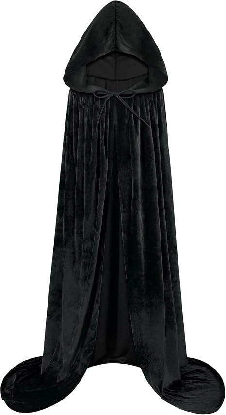 Sarfel Hooded Cloak Velvet Cape with Hood Halloween Capes Women Witch Costume Vampire Cloak Wizard Robe Men Cosplay Costume