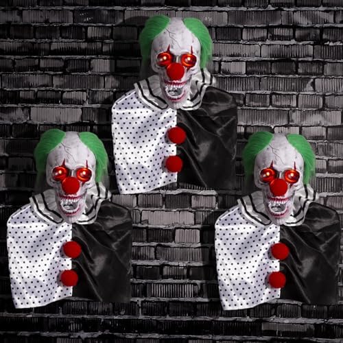 Halloween Animatronic 6ft Killer Clown Decorations, 72inch Animated Clown with Motion Activation, Creepy Sound, Scary Move, Light Up Eyes, Haunted House Spooky Horror Prop for Indoor, Outdoor, Yard