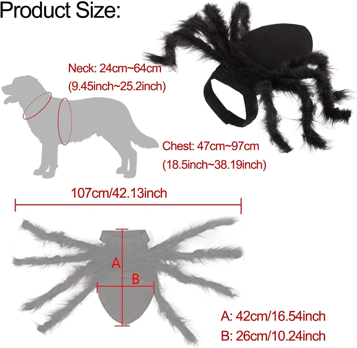 Halloween Spider Costume for Dog, Halloween Pet Costume Halloween Decorations, Spider Decor Halloween Party Supply, Spider Cosplay Costumes with Adjustable Velcro for Small Medium Dogs and Cats