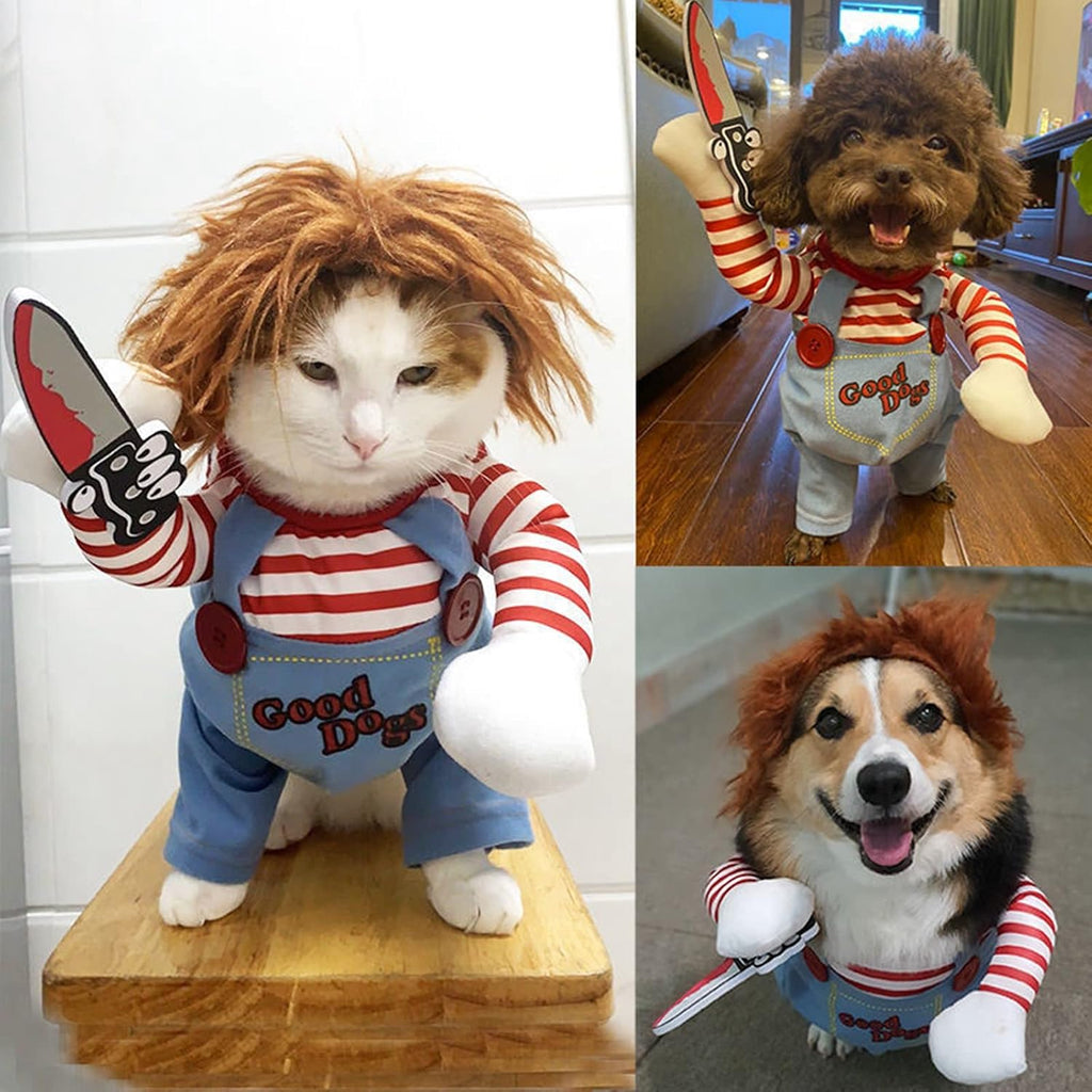 Pet Deadly Dog Costume, Cute Dog Cosplay Halloween Christmas Funny Pet Clothes Party Costume for Small Medium and Large Dogs (Medium)