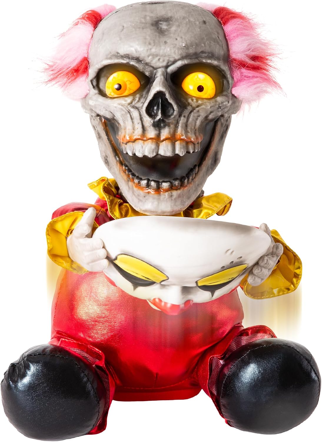 Halloween Animatronic 6ft Killer Clown Decorations, 72inch Animated Clown with Motion Activation, Creepy Sound, Scary Move, Light Up Eyes, Haunted House Spooky Horror Prop for Indoor, Outdoor, Yard