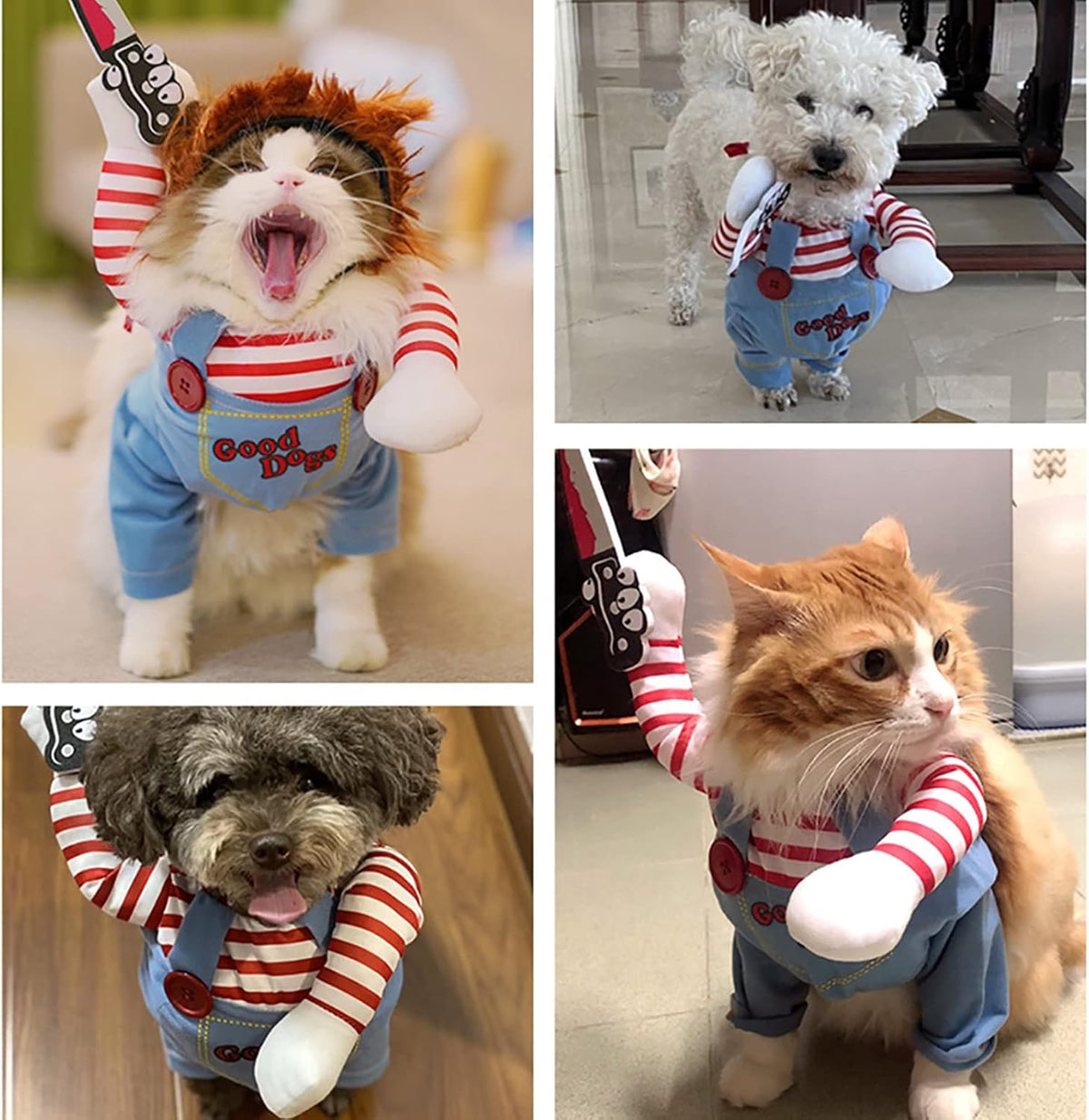 Pet Deadly Dog Costume, Cute Dog Cosplay Halloween Christmas Funny Pet Clothes Party Costume for Small Medium and Large Dogs (Medium)