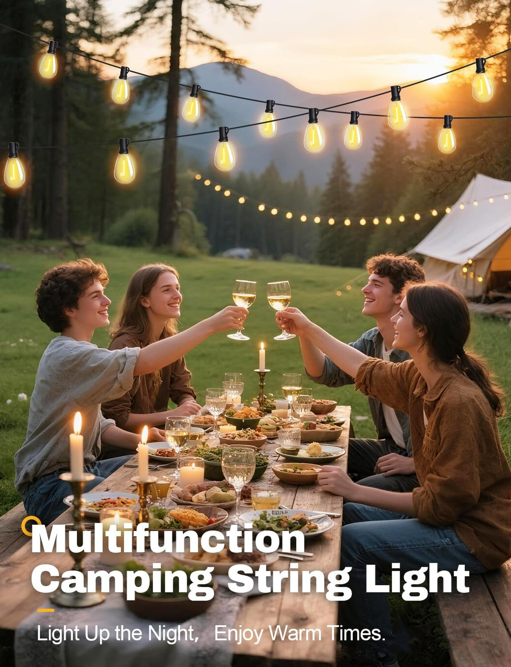 Tenmiro 200FT Solar String Lights Outdoor Waterproof with Remote Dimmable