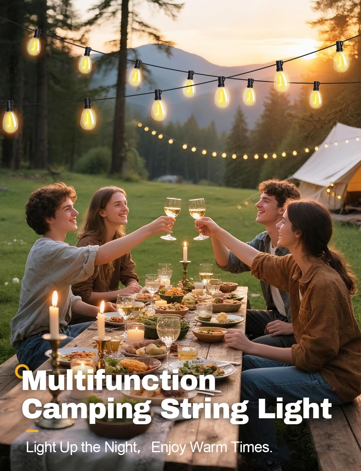 Tenmiro 200FT Solar String Lights Outdoor Waterproof with Remote Dimmable
