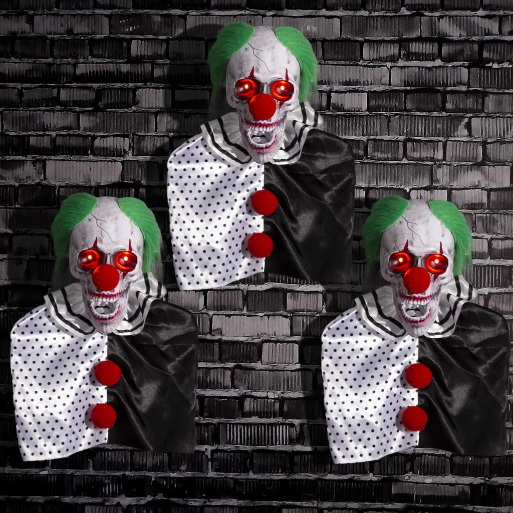 Halloween Animatronic 6ft Killer Clown Decorations, 72inch Animated Clown with Motion Activation, Creepy Sound, Scary Move, Light Up Eyes, Haunted House Spooky Horror Prop for Indoor, Outdoor, Yard
