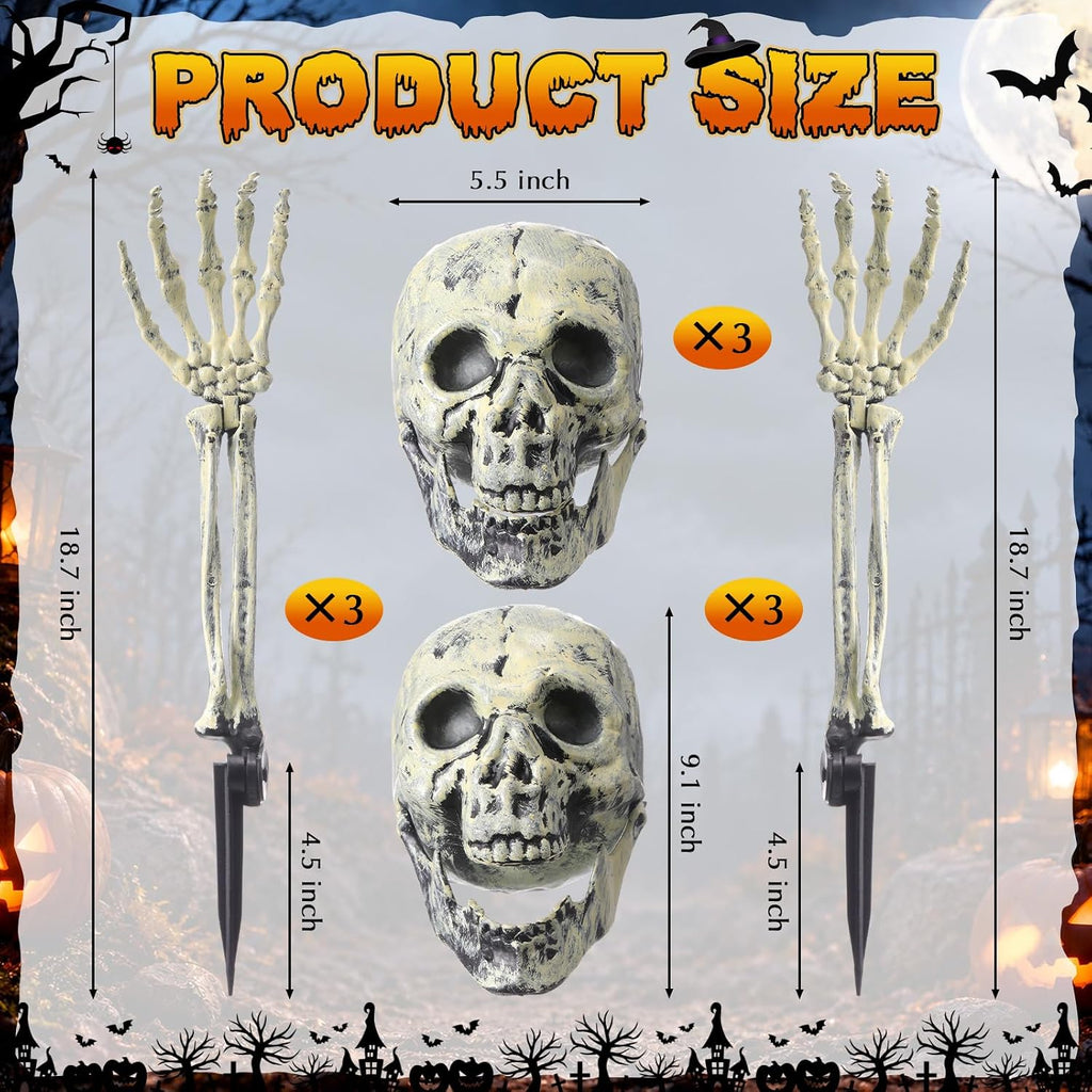 12 Pcs Halloween Skeleton Stakes, Halloween Cemetery Decorations Outdoor