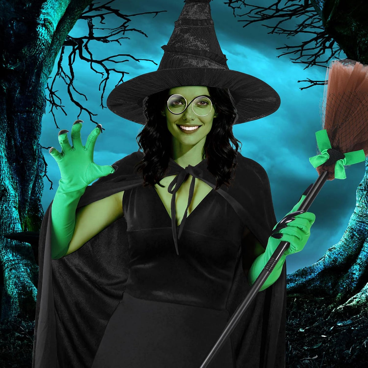 8 PCS Witch Costume Women Adult,Witch Hat Halloween Costume Women