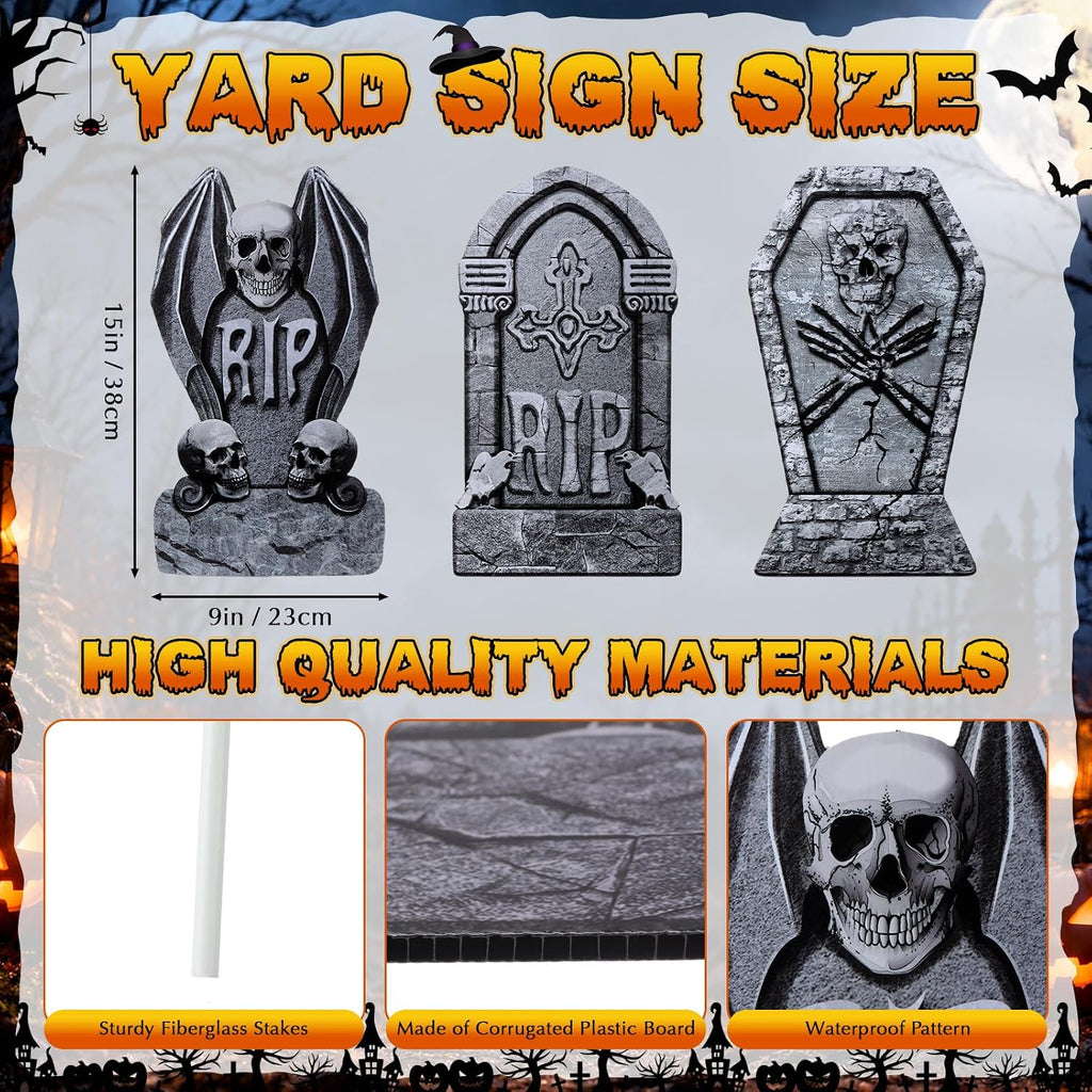 12 Pcs Halloween Skeleton Stakes, Halloween Cemetery Decorations Outdoor