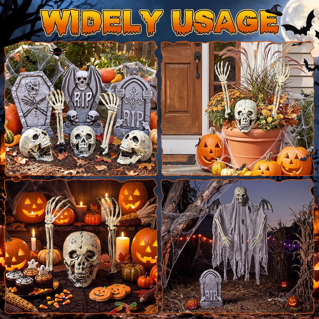 12 Pcs Halloween Skeleton Stakes, Halloween Cemetery Decorations Outdoor