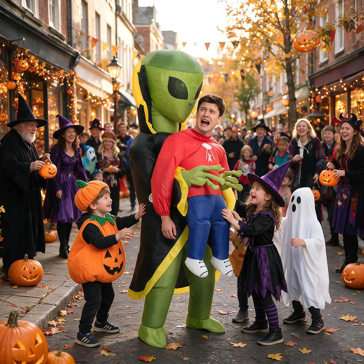 One Casa Inflatable Alien Costume for Adult,Blow Up Halloween Suit
