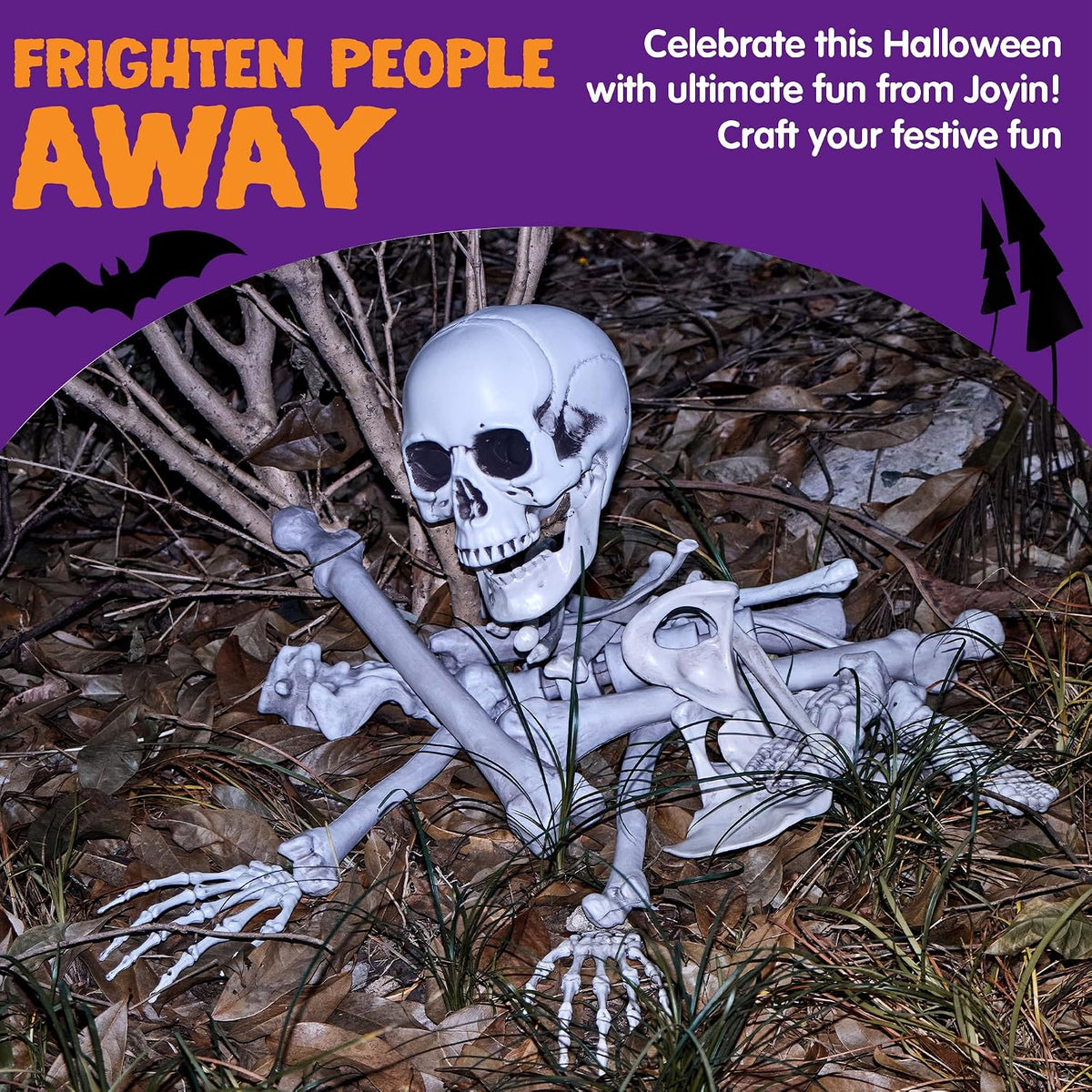 JOYIN 28 PCS Halloween Decorations Skeleton Bones and Skull Kit, Indoor Outdoor Decorations Plastic Bones Scary for Spooky Graveyard Haunted House Lawn Yard Party Decor